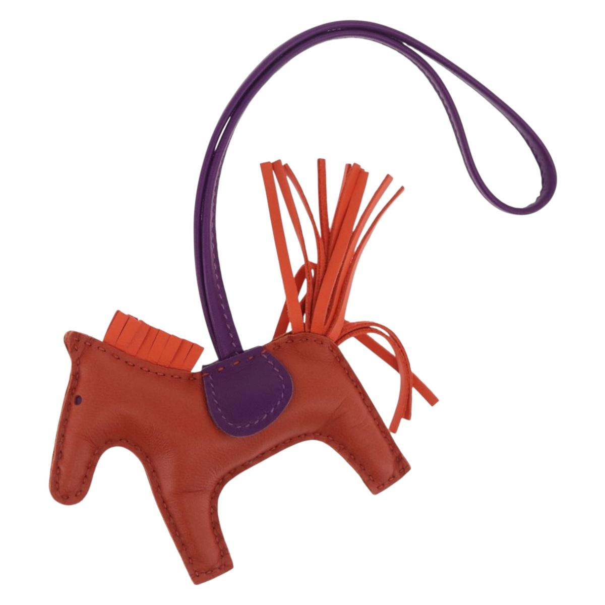 HERMES Rodeo PM Charm Leather Orange Purple Auth 208336M