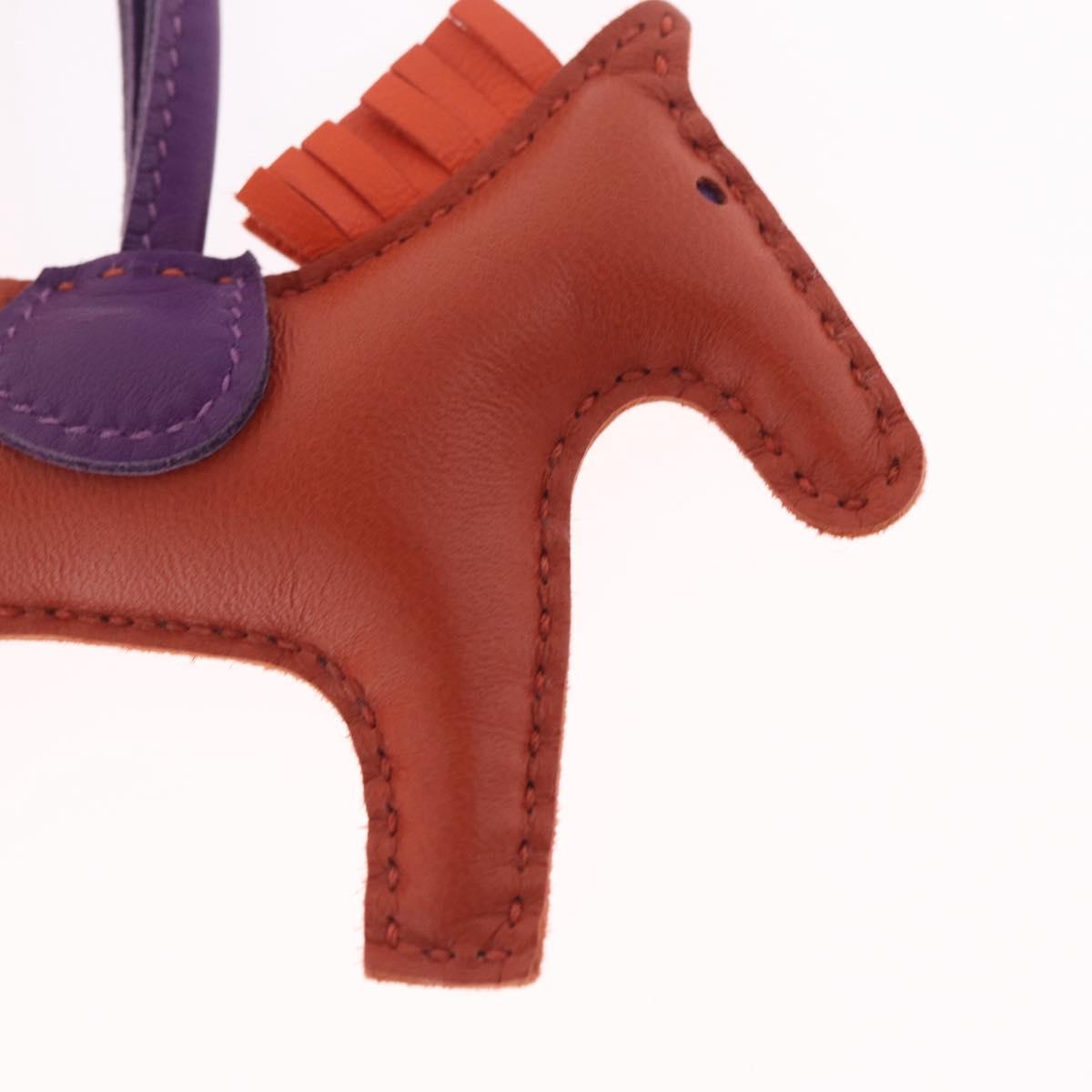 HERMES Rodeo PM Charm Leather Orange Purple Auth 208336M