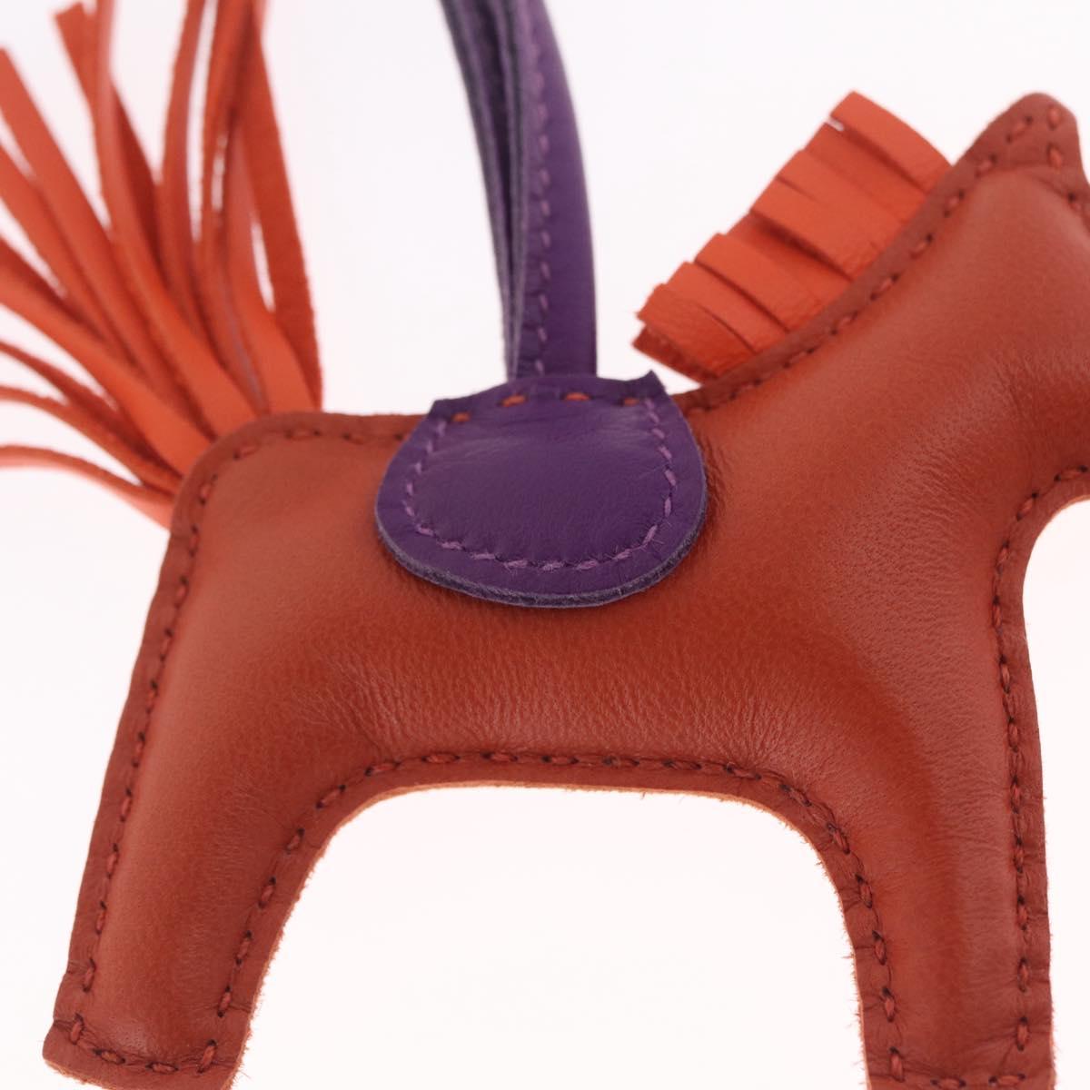 HERMES Rodeo PM Charm Leather Orange Purple Auth 208336M