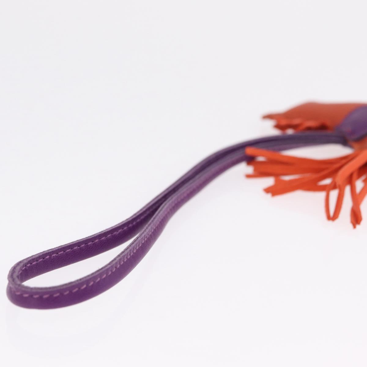 HERMES Rodeo PM Charm Leather Orange Purple Auth 208336M