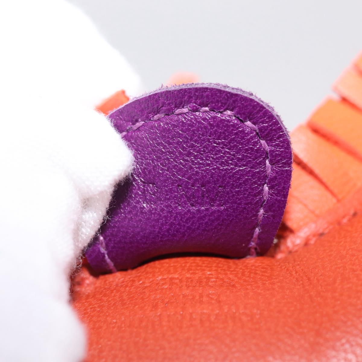 HERMES Rodeo PM Charm Leather Orange Purple Auth 208336M