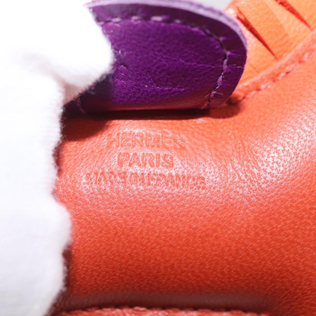 HERMES Rodeo PM Charm Leather Orange Purple Auth 208336M