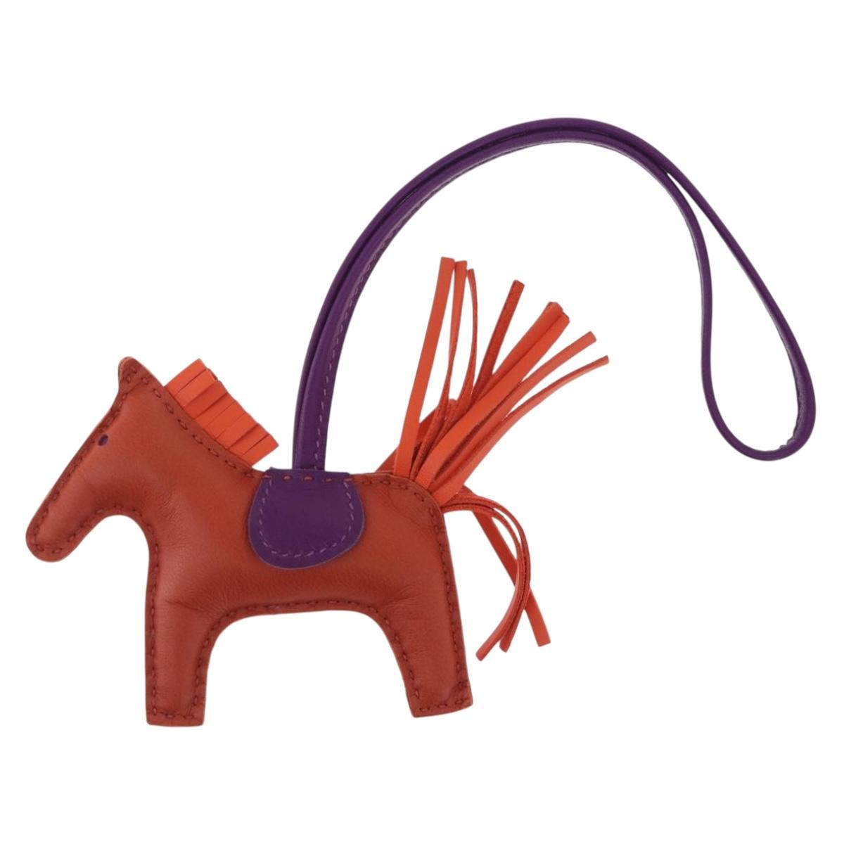 HERMES Rodeo PM Charm Leather Orange Purple Auth 208336M