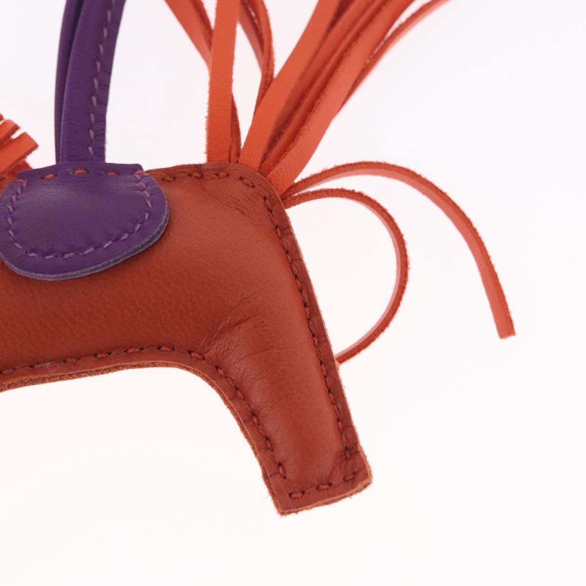 HERMES Rodeo PM Charm Leather Orange Purple Auth 208336M