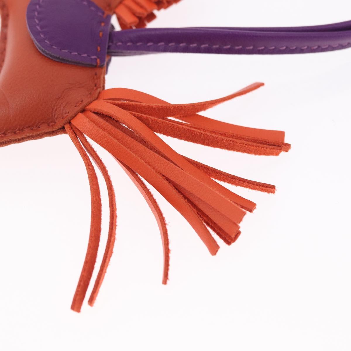 HERMES Rodeo PM Charm Leather Orange Purple Auth 208336M