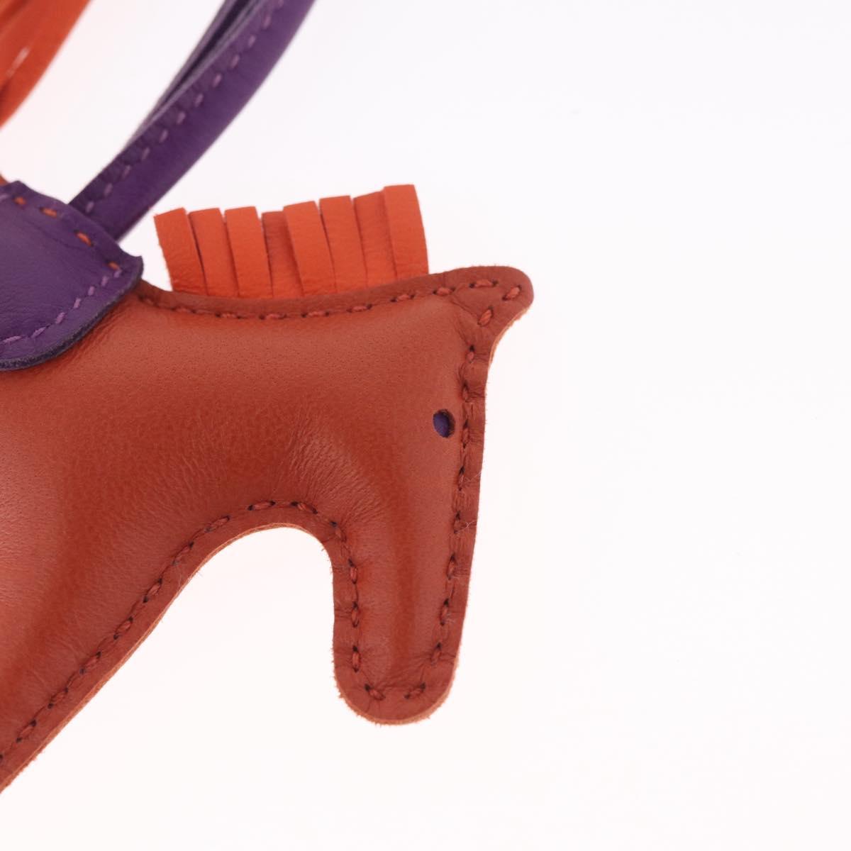 HERMES Rodeo PM Charm Leather Orange Purple Auth 208336M