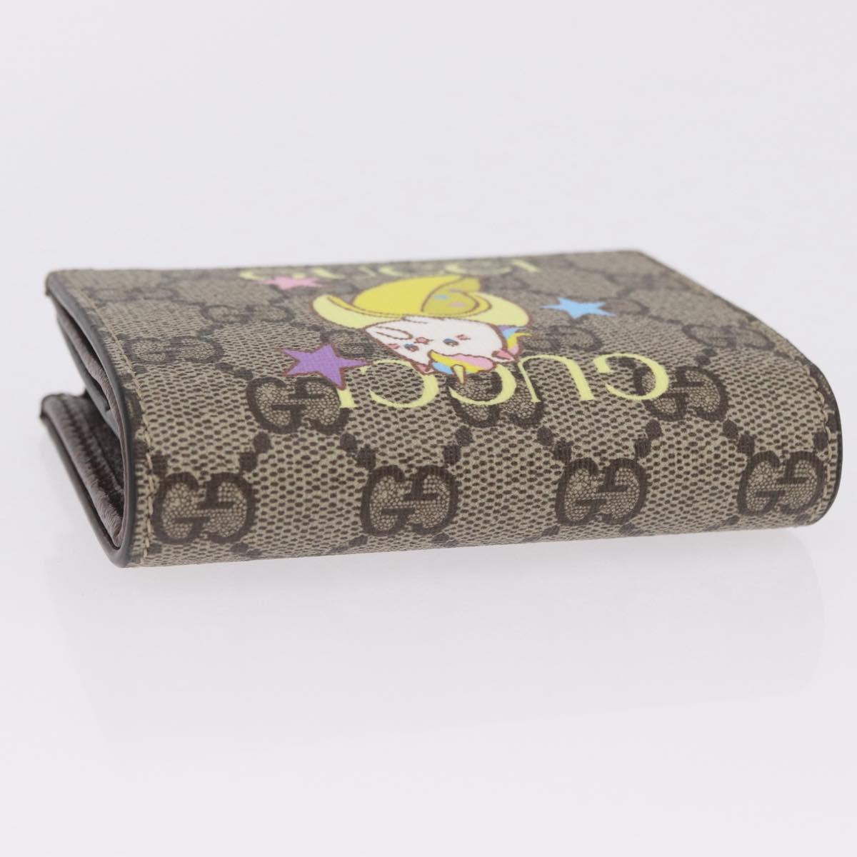 GUCCI GG Supreme Compact Bifold Wallet PVC BNF Beige Yellow 701009 Auth 208338M