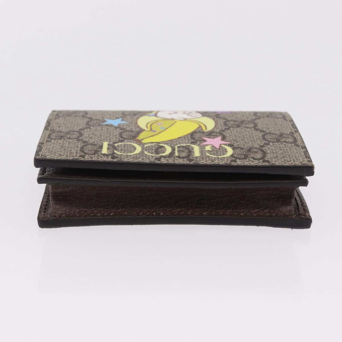 GUCCI GG Supreme Compact Bifold Wallet PVC BNF Beige Yellow 701009 Auth 208338M
