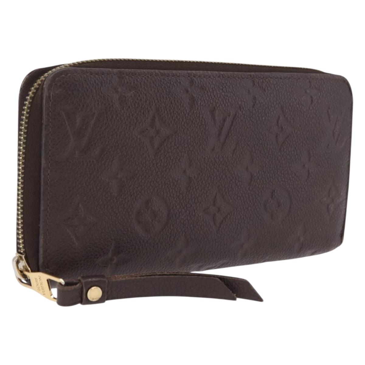LOUIS VUITTON Monogram Empreinte Zippy Wallet Dark Brown M60548 LV Auth 208340