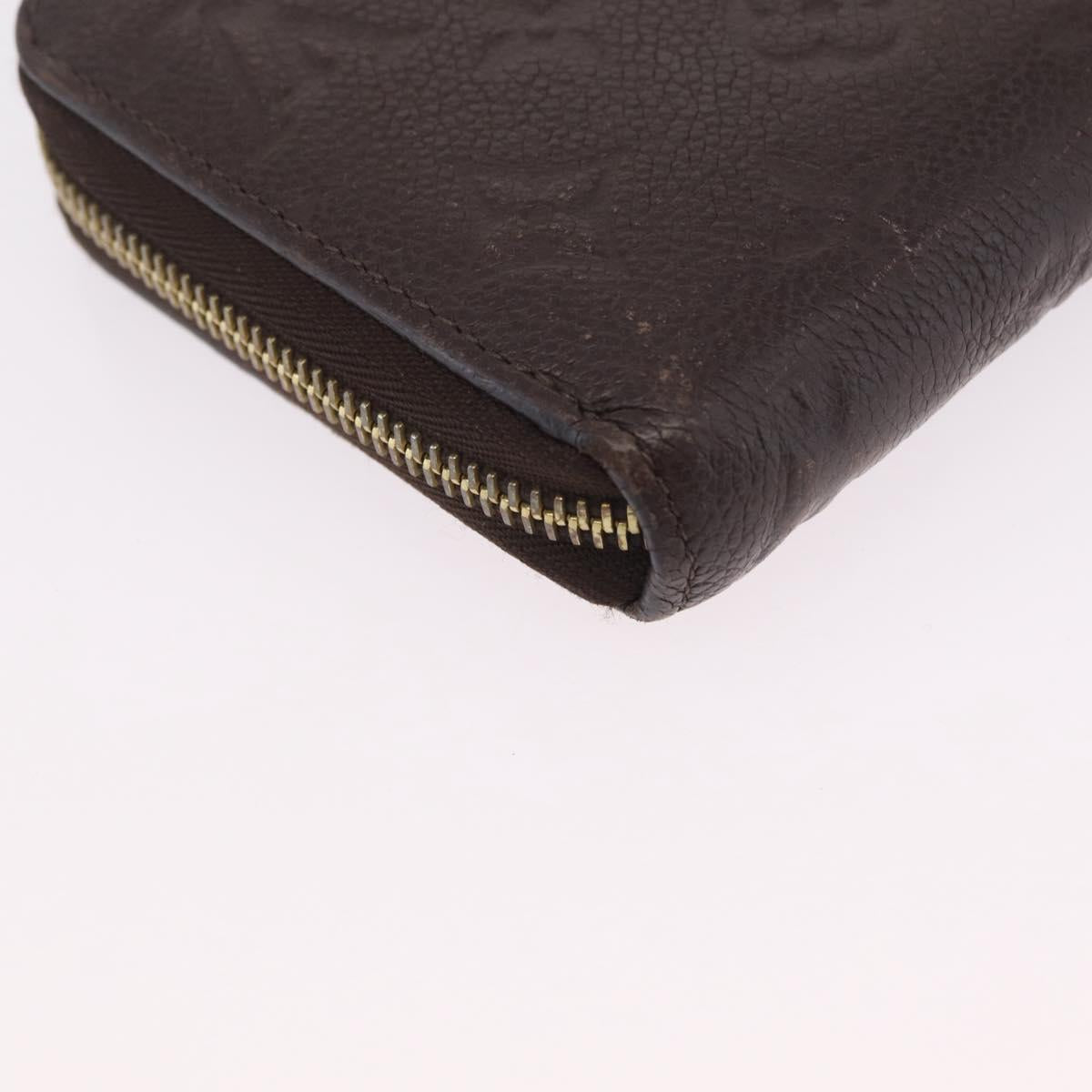 LOUIS VUITTON Monogram Empreinte Zippy Wallet Dark Brown M60548 LV Auth 208340