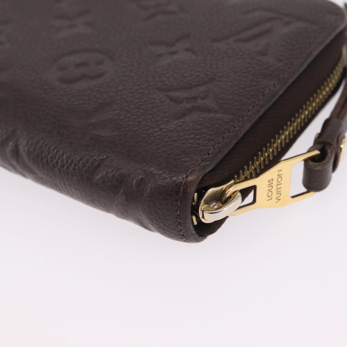 LOUIS VUITTON Monogram Empreinte Zippy Wallet Dark Brown M60548 LV Auth 208340