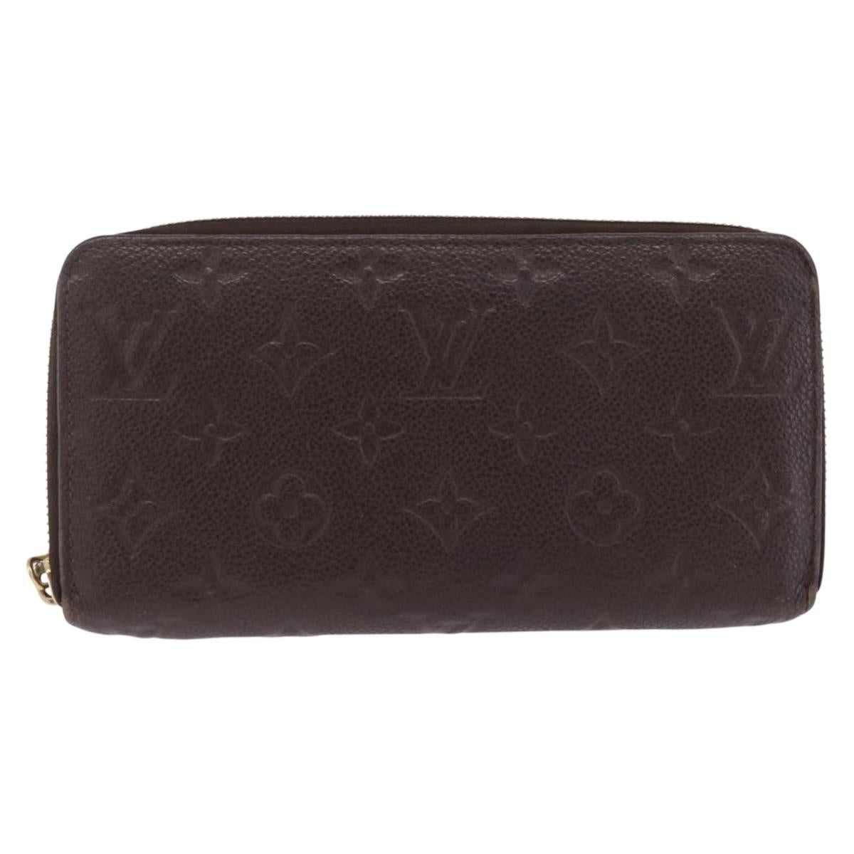 LOUIS VUITTON Monogram Empreinte Zippy Wallet Dark Brown M60548 LV Auth 208340