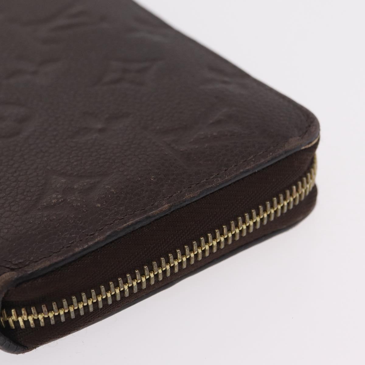 LOUIS VUITTON Monogram Empreinte Zippy Wallet Dark Brown M60548 LV Auth 208340
