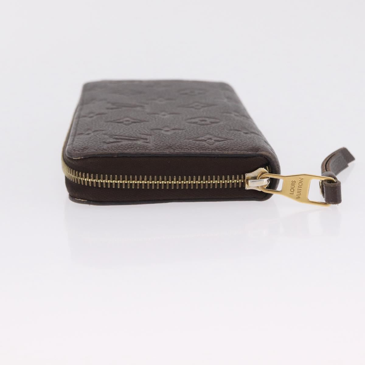 LOUIS VUITTON Monogram Empreinte Zippy Wallet Dark Brown M60548 LV Auth 208340