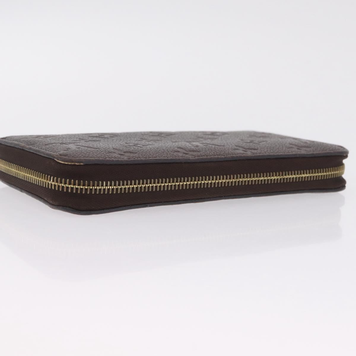 LOUIS VUITTON Monogram Empreinte Zippy Wallet Dark Brown M60548 LV Auth 208340