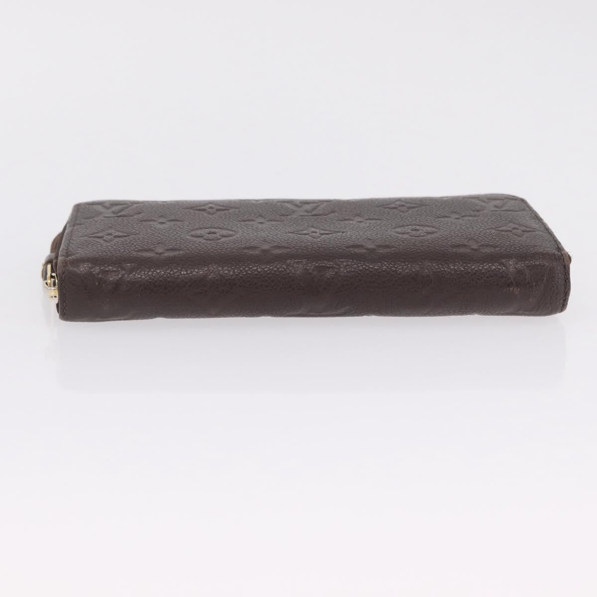 LOUIS VUITTON Monogram Empreinte Zippy Wallet Dark Brown M60548 LV Auth 208340