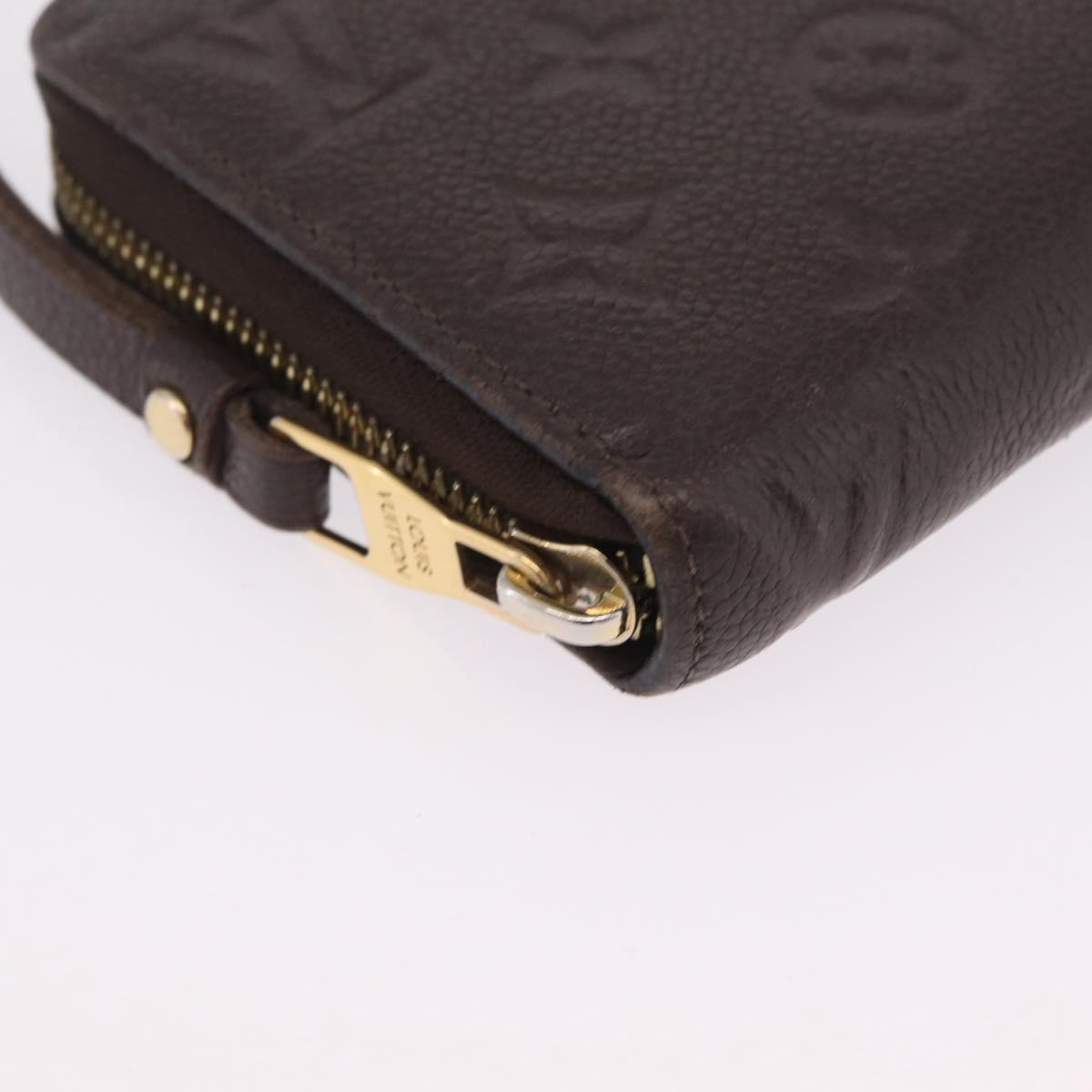 LOUIS VUITTON Monogram Empreinte Zippy Wallet Dark Brown M60548 LV Auth 208340