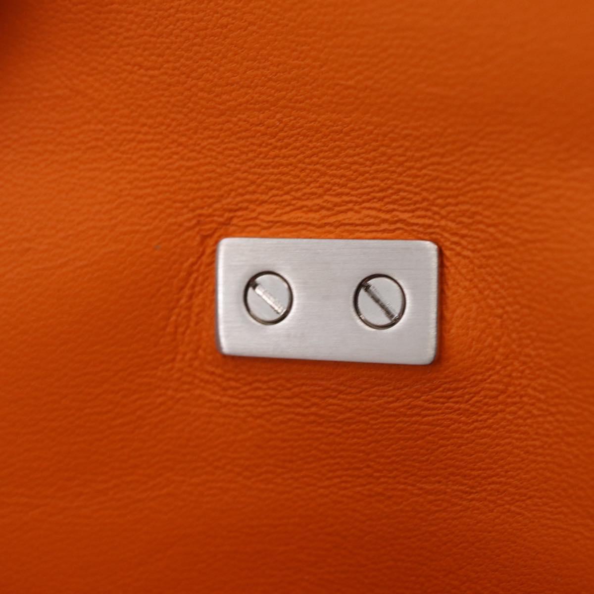 Salvatore Ferragamo Metal Hand Pouch Patent leather Orange Silver Auth 208342M