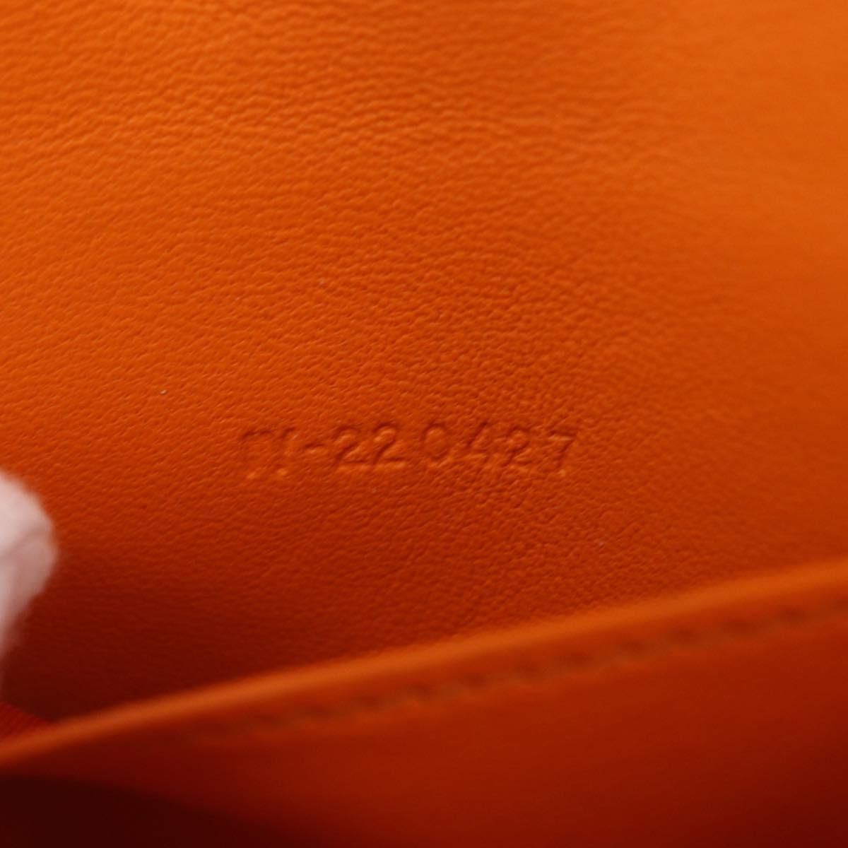 Salvatore Ferragamo Metal Hand Pouch Patent leather Orange Silver Auth 208342M