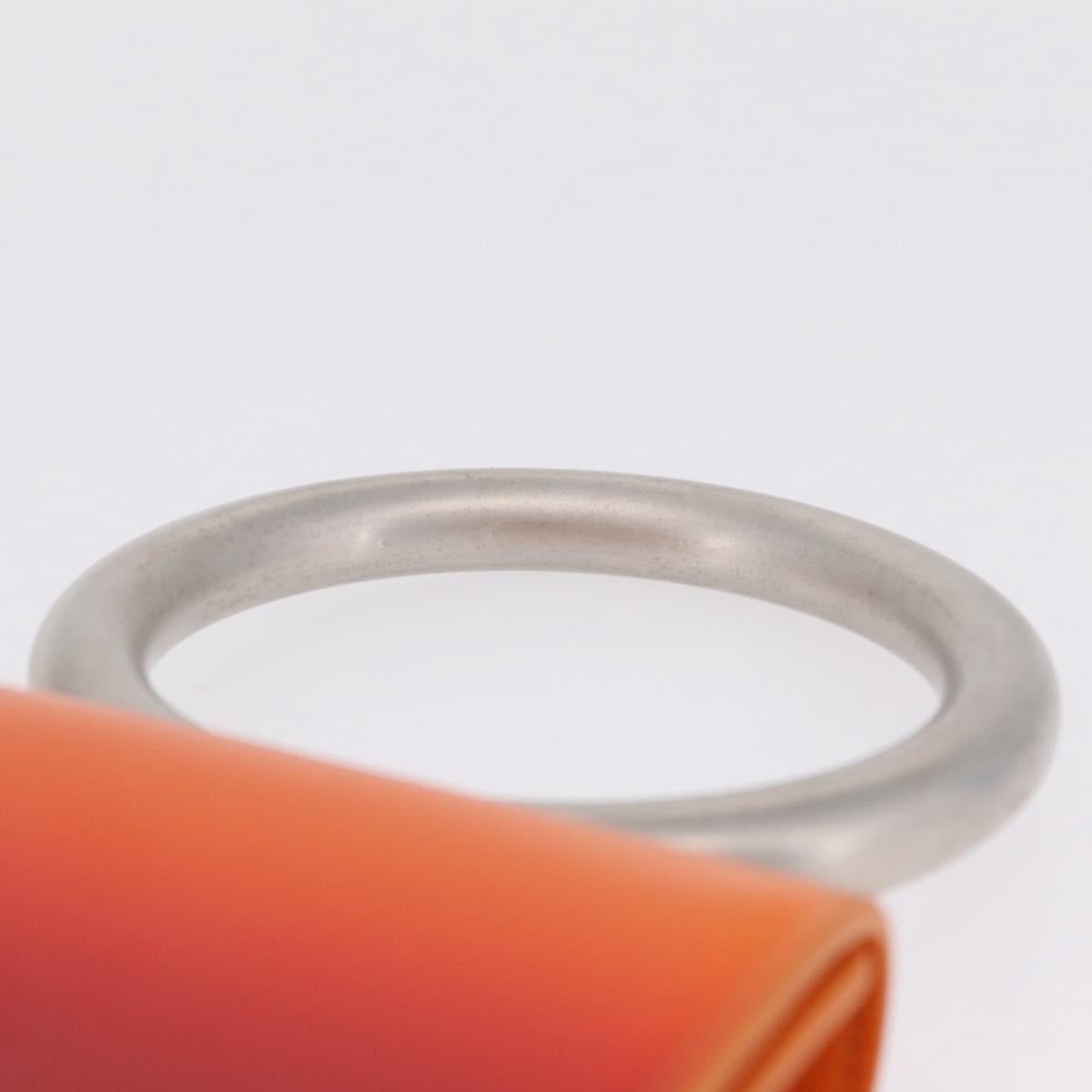 Salvatore Ferragamo Metal Hand Pouch Patent leather Orange Silver Auth 208342M