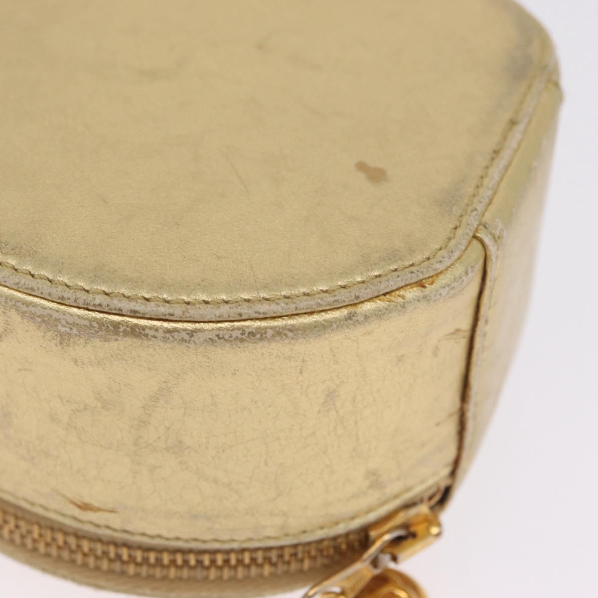 CHANEL COCO Mark Jewelry Box Leather Gold CC Auth 208346