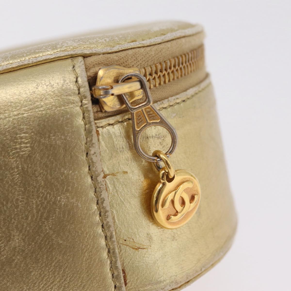 CHANEL COCO Mark Jewelry Box Leather Gold CC Auth 208346