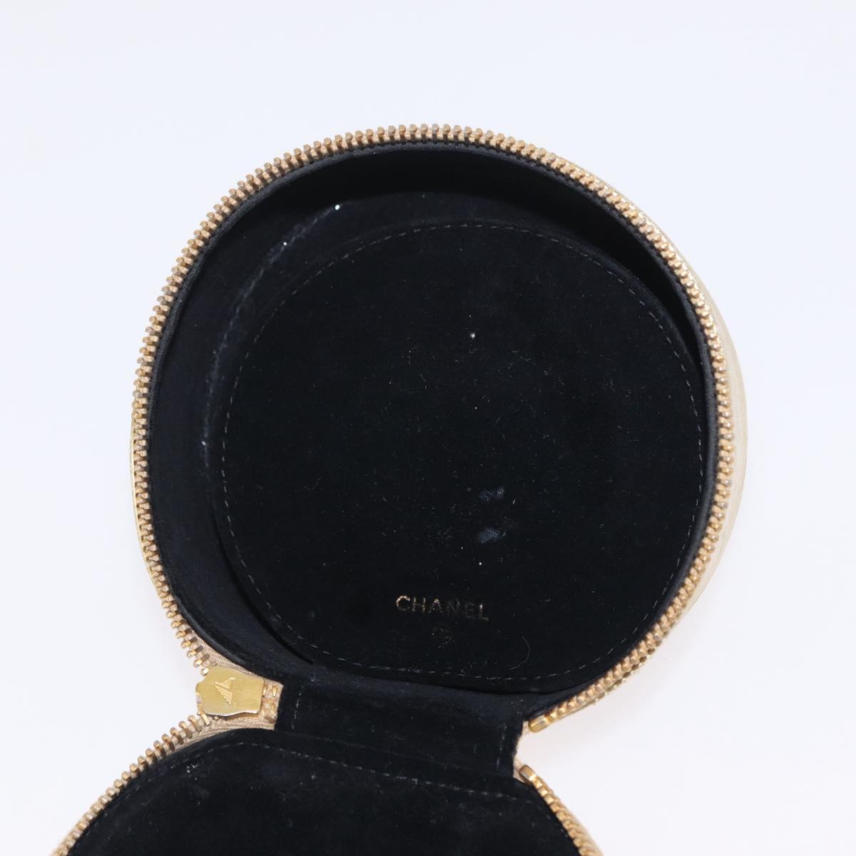 CHANEL COCO Mark Jewelry Box Leather Gold CC Auth 208346
