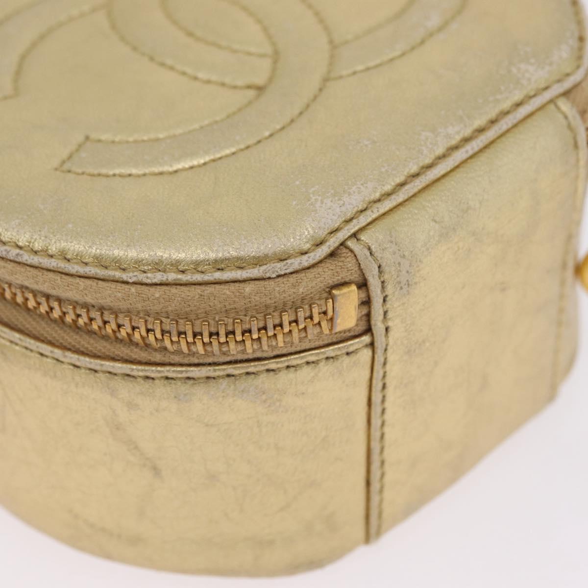 CHANEL COCO Mark Jewelry Box Leather Gold CC Auth 208346