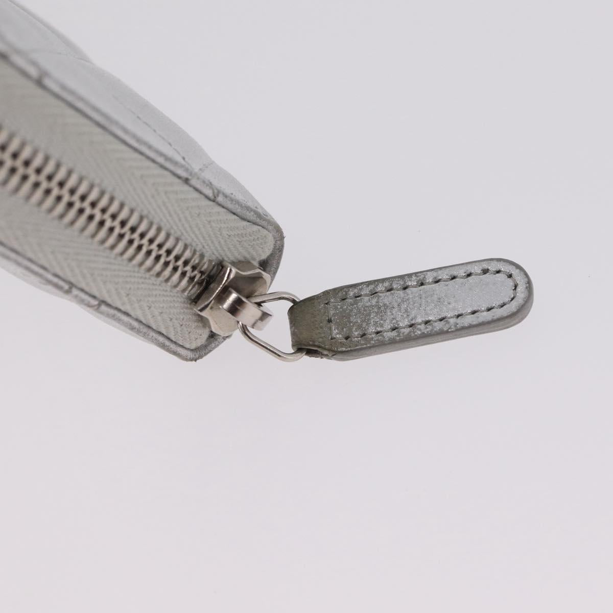 CHANEL Matelasse Long Wallet Lamb Skin Silver CC Auth 208350
