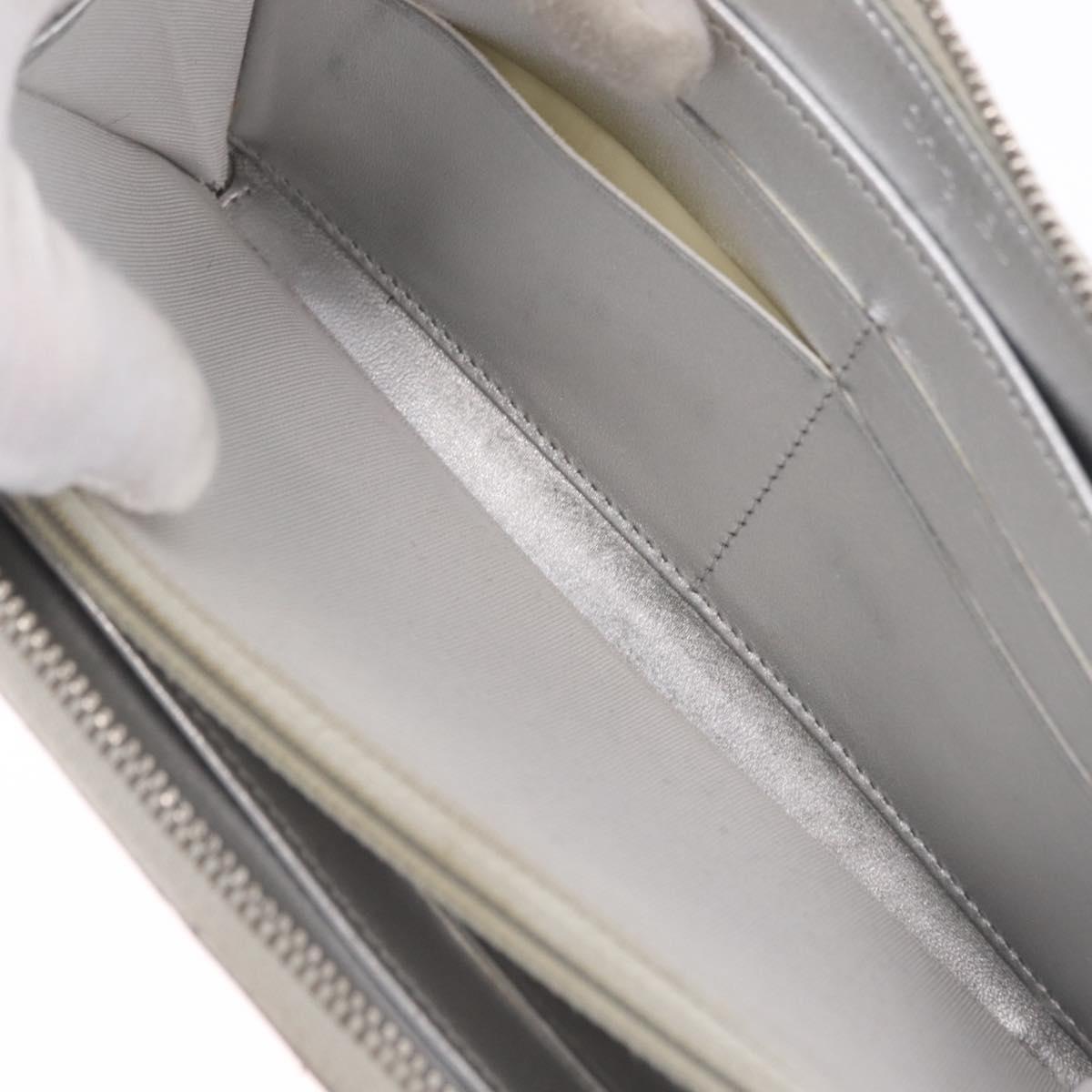 CHANEL Matelasse Long Wallet Lamb Skin Silver CC Auth 208350