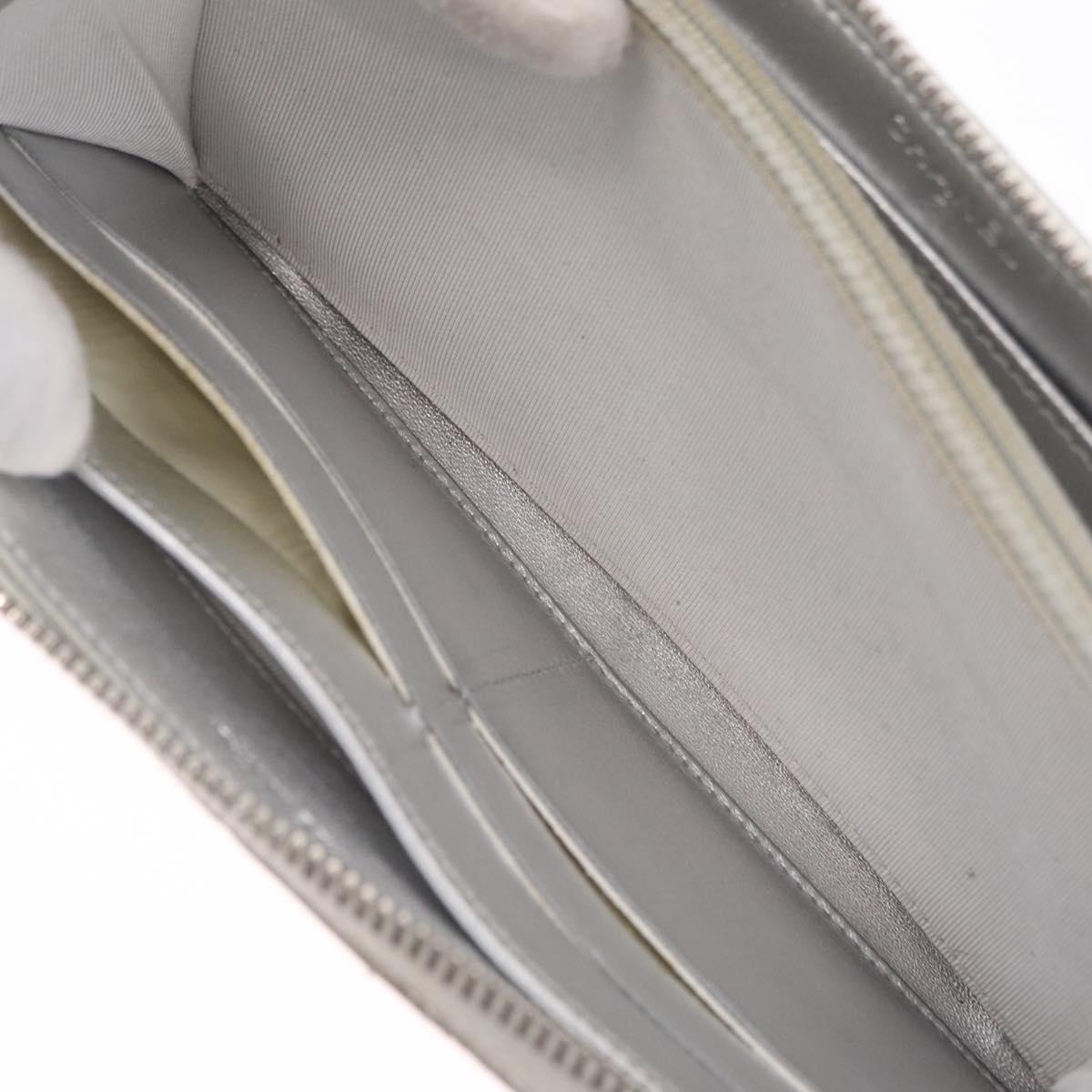 CHANEL Matelasse Long Wallet Lamb Skin Silver CC Auth 208350