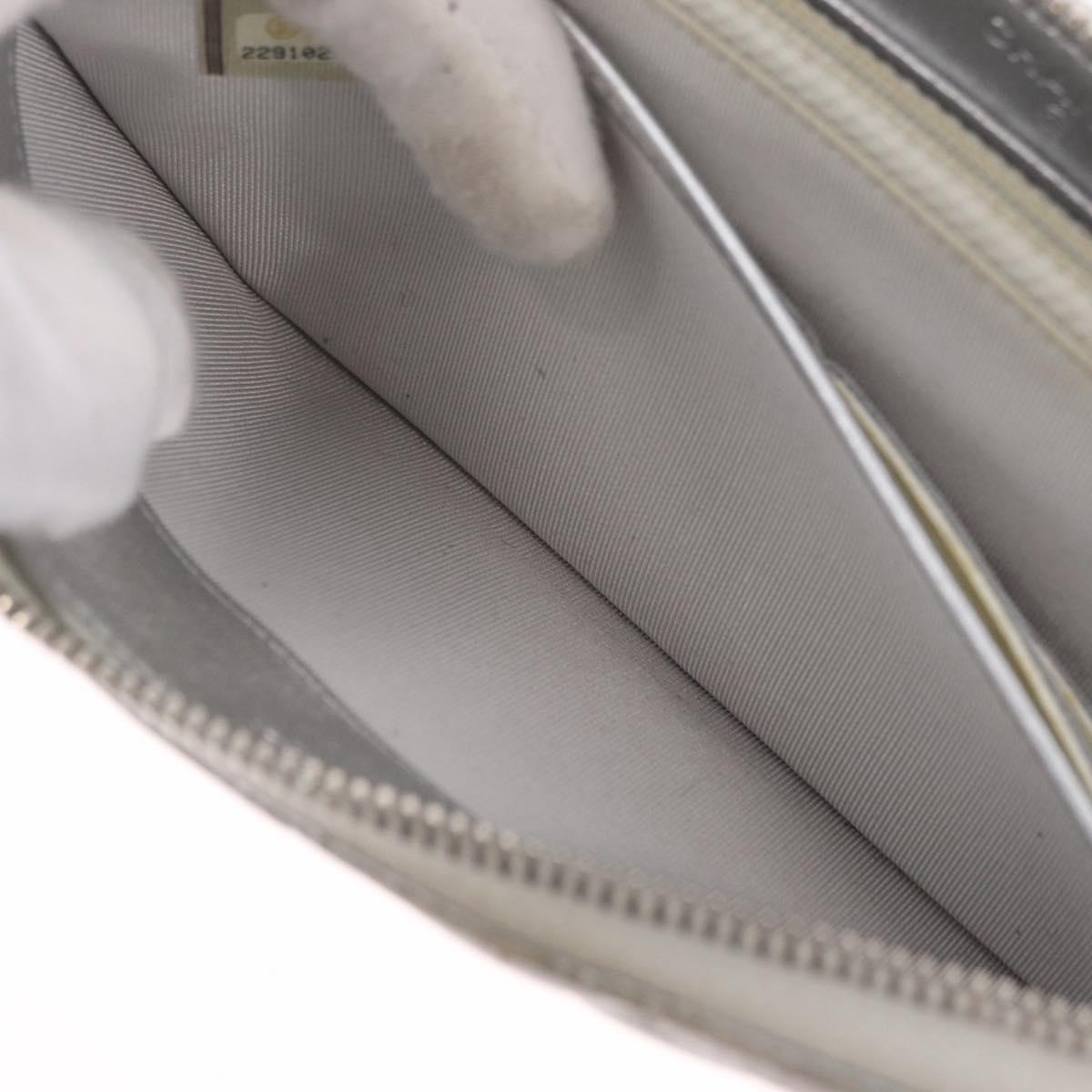 CHANEL Matelasse Long Wallet Lamb Skin Silver CC Auth 208350