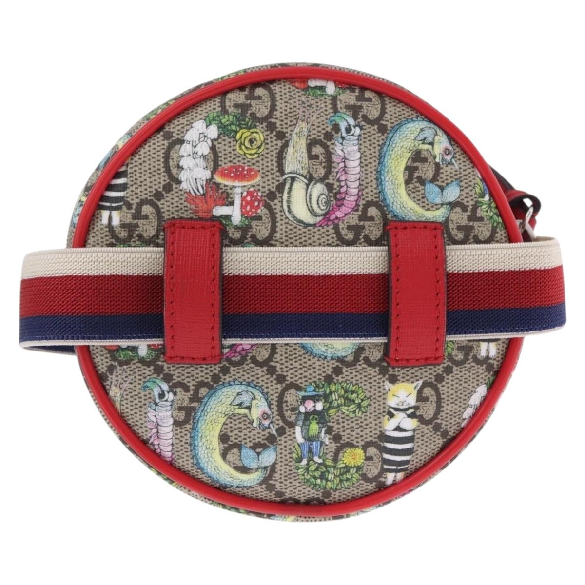 GUCCI GG Supreme Sherry Line Pouch PVC Yuko Higuchi Beige 502330 Auth 208354M