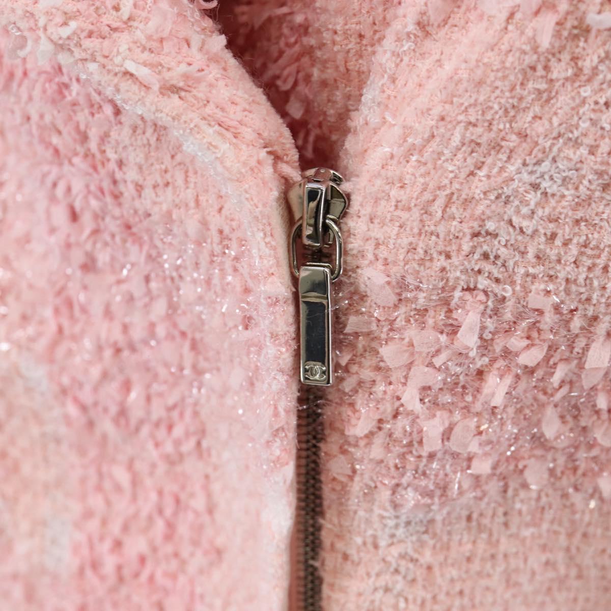 CHANEL One Piece Dress Tweed 36 Pink CC Auth 208357M