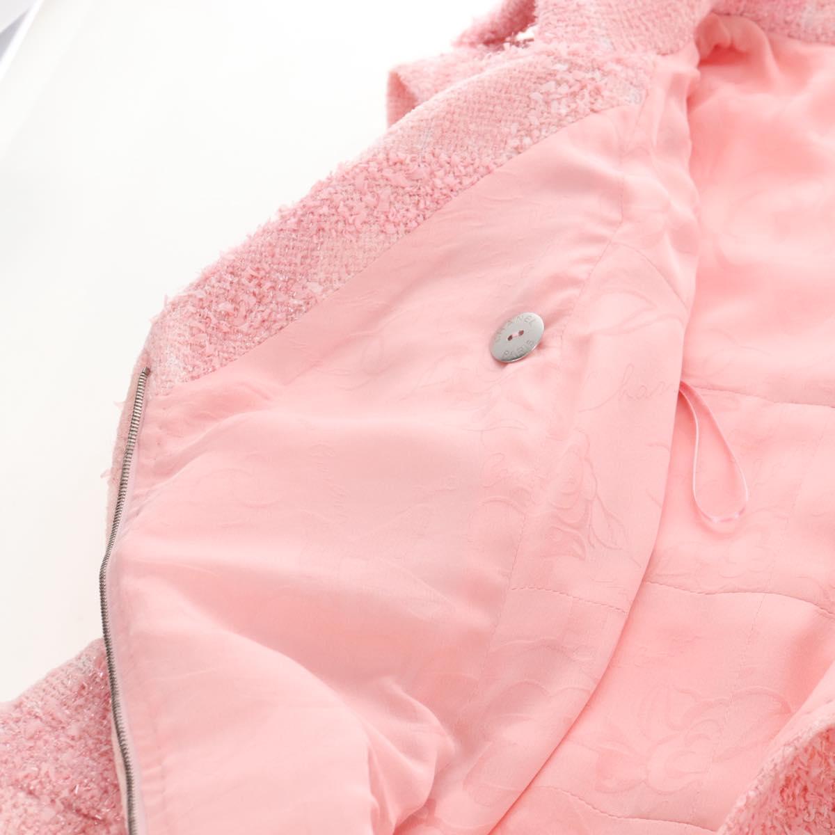 CHANEL One Piece Dress Tweed 36 Pink CC Auth 208357M