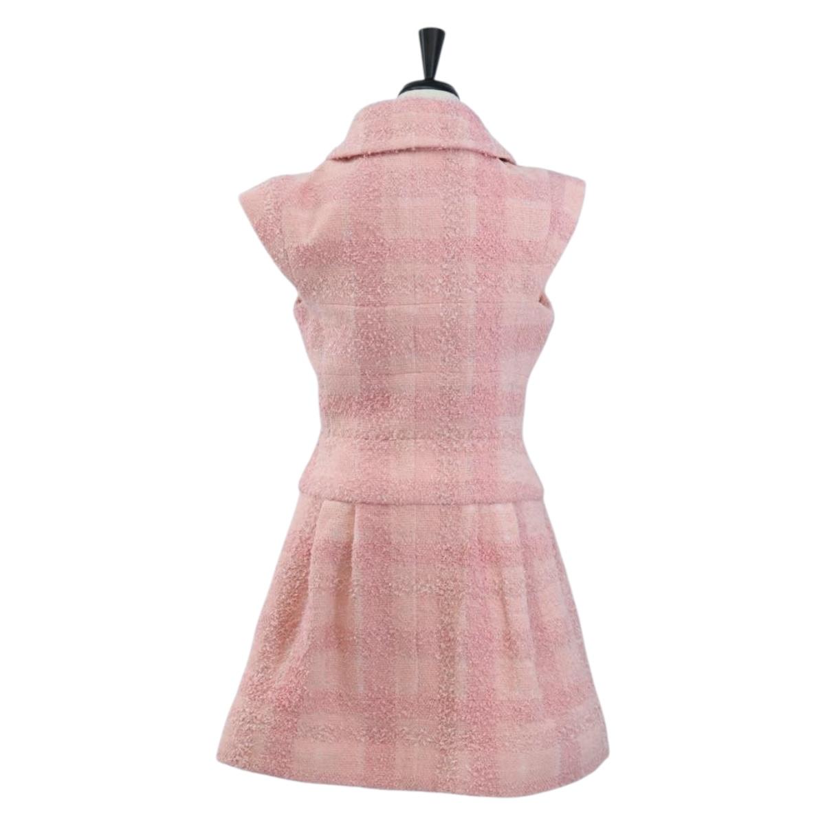 CHANEL One Piece Dress Tweed 36 Pink CC Auth 208357M