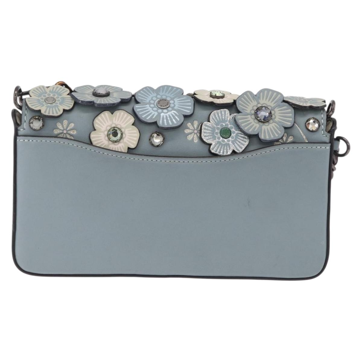 Coach Shoulder Bag Leather Blue Auth 208360A