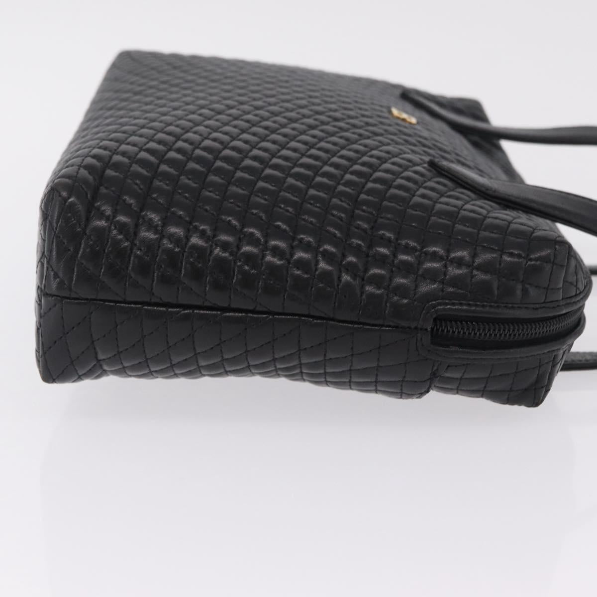 Bally Hand Bag Leather Black Gold Auth 208371A