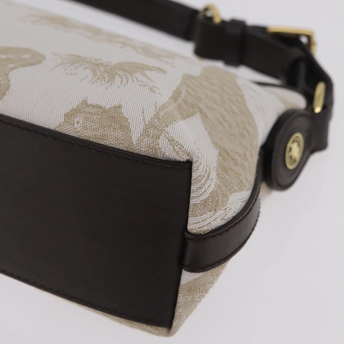 HUNTING WORLD Shoulder Bag Canvas Beige Gold Auth 208372