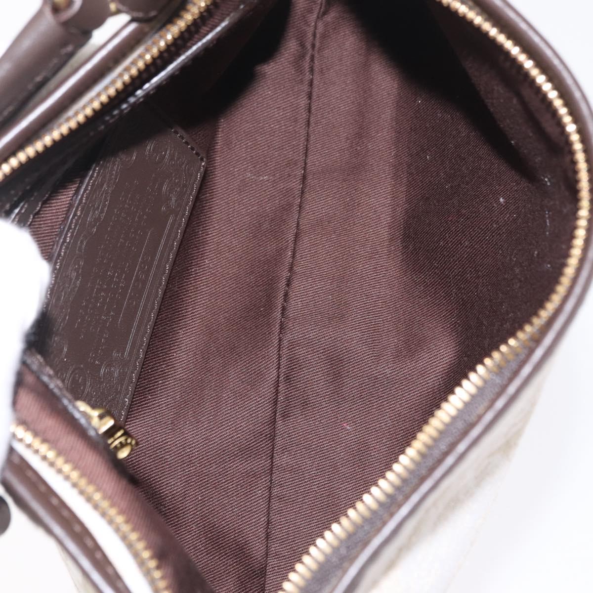 HUNTING WORLD Shoulder Bag Canvas Beige Gold Auth 208372