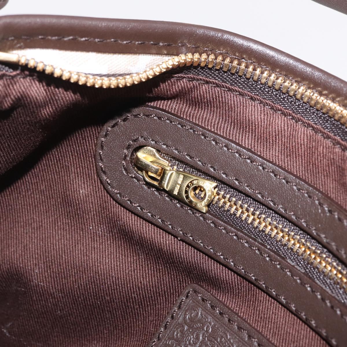 HUNTING WORLD Shoulder Bag Canvas Beige Gold Auth 208372