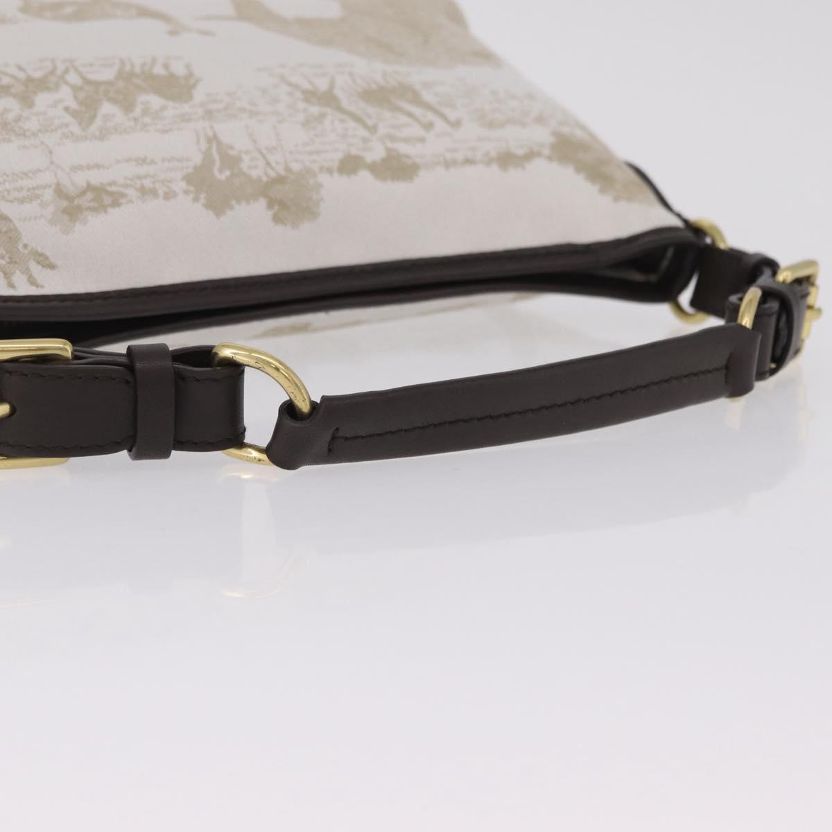 HUNTING WORLD Shoulder Bag Canvas Beige Gold Auth 208372