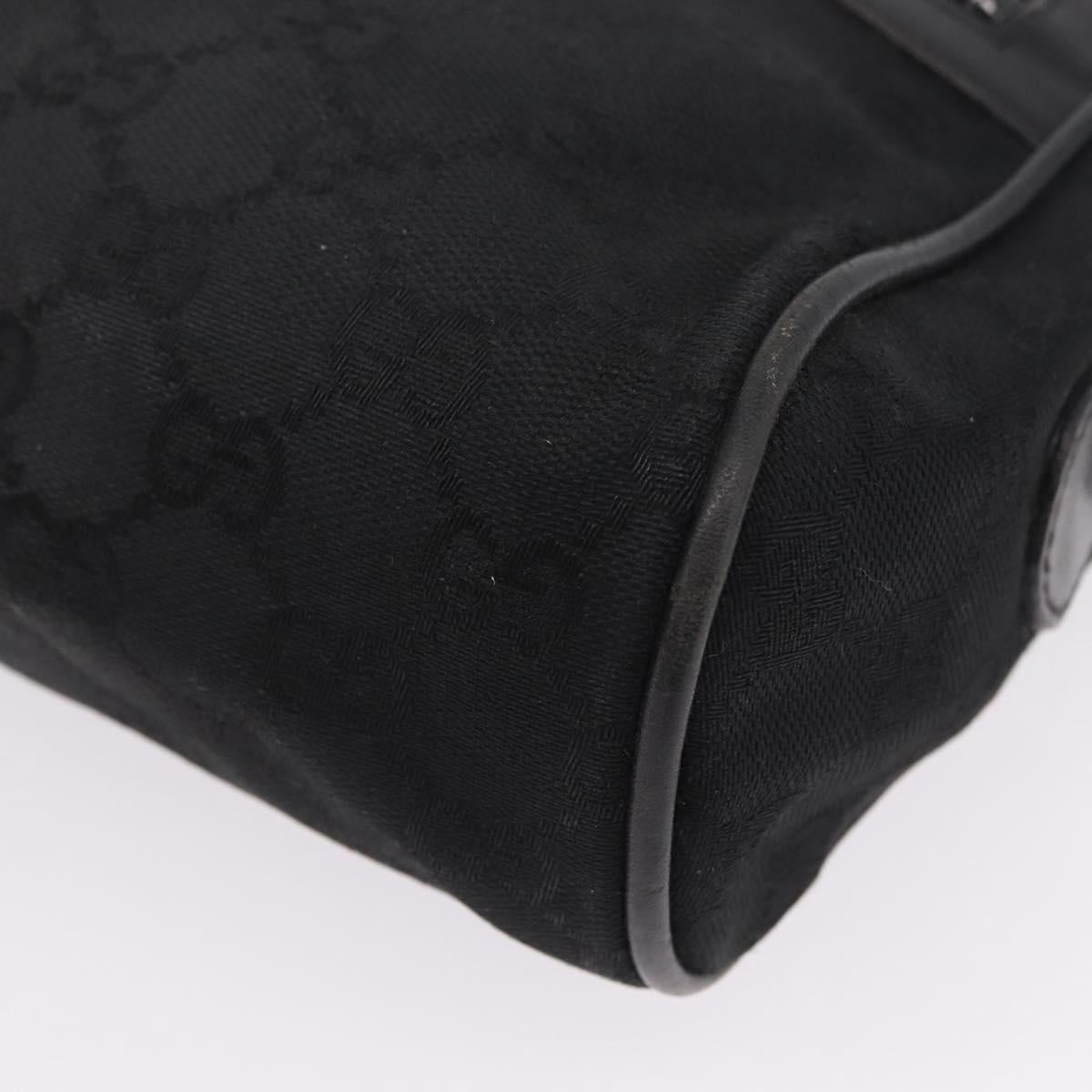 GUCCI GG Canvas Web Sherry Line Shoulder Bag Black Gold Auth 208373