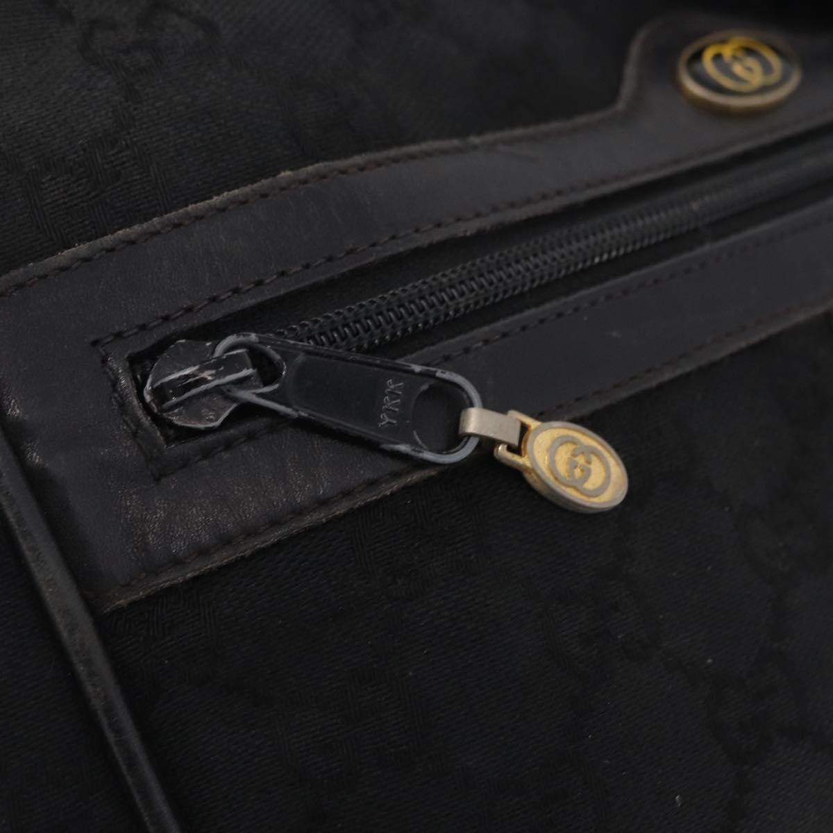 GUCCI GG Canvas Web Sherry Line Shoulder Bag Black Gold Auth 208373