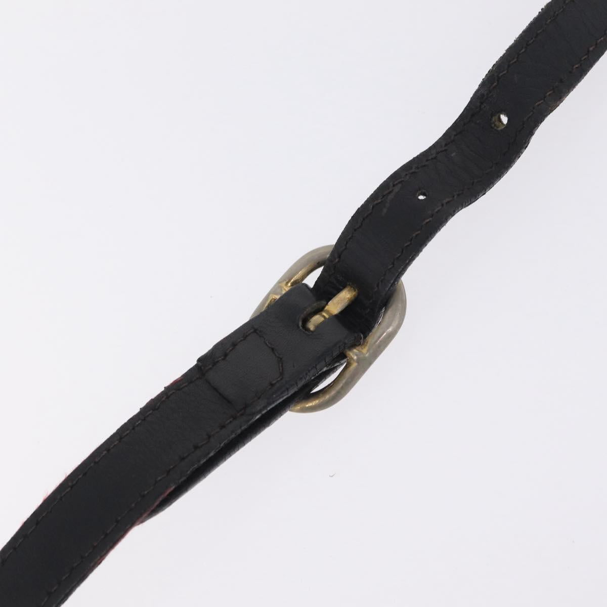 GUCCI GG Canvas Web Sherry Line Shoulder Bag Black Gold Auth 208373