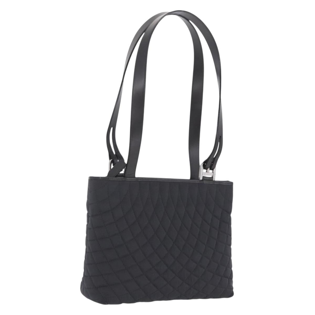 Bally Hand Bag Nylon Black Silver Auth 208374A