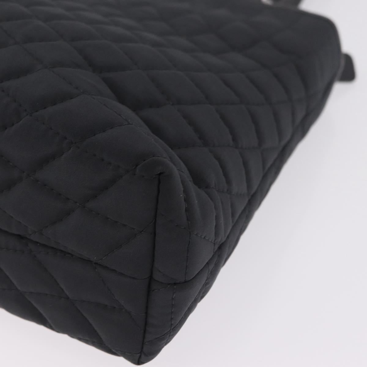 Bally Hand Bag Nylon Black Silver Auth 208374A