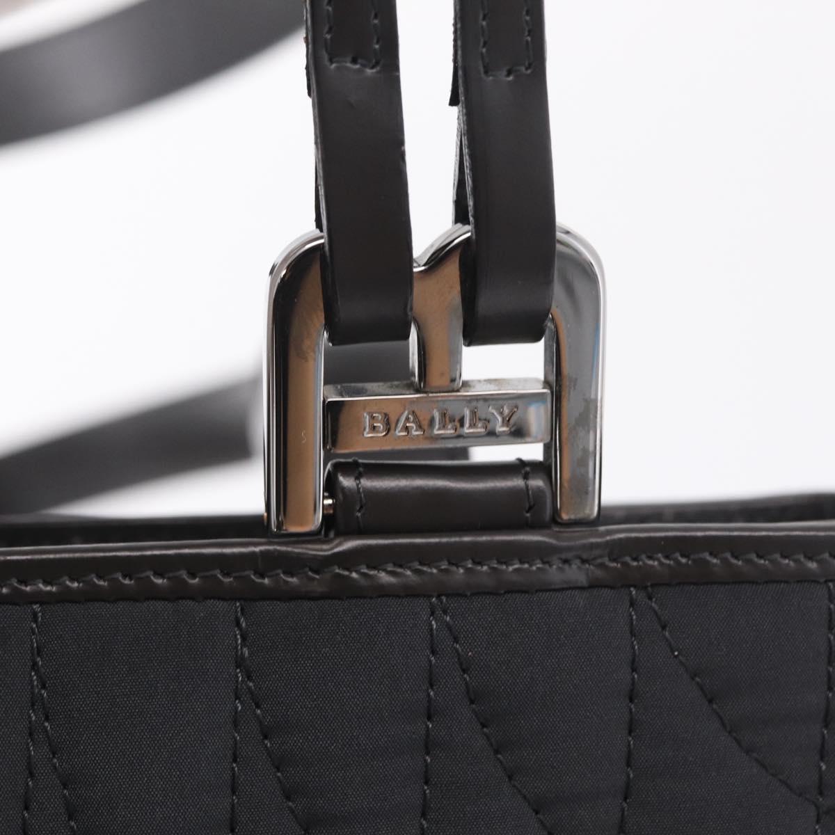Bally Hand Bag Nylon Black Silver Auth 208374A