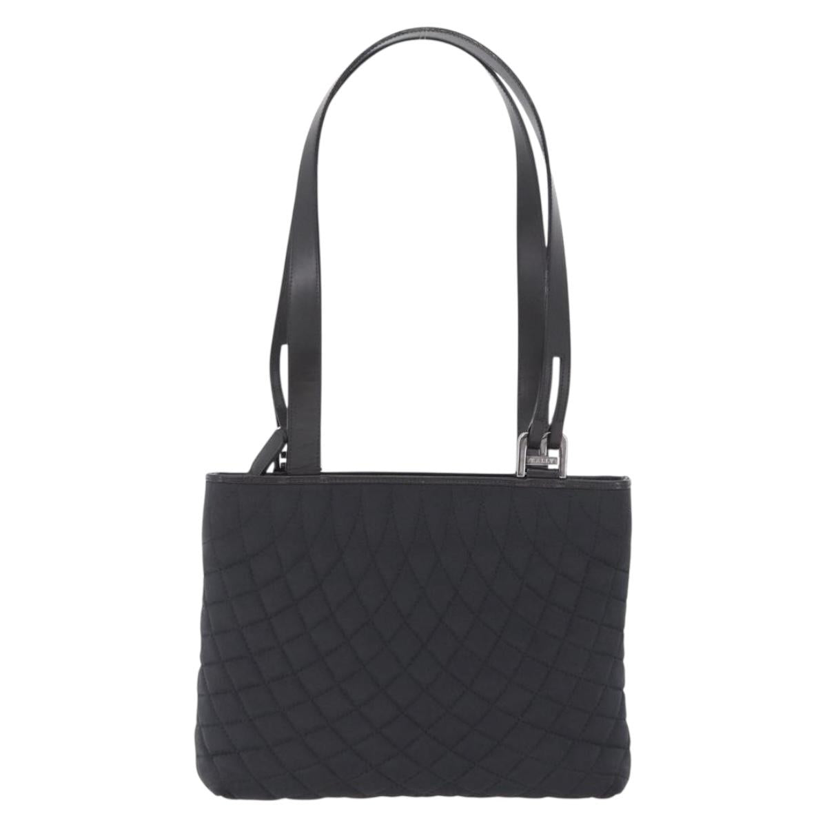 Bally Hand Bag Nylon Black Silver Auth 208374A
