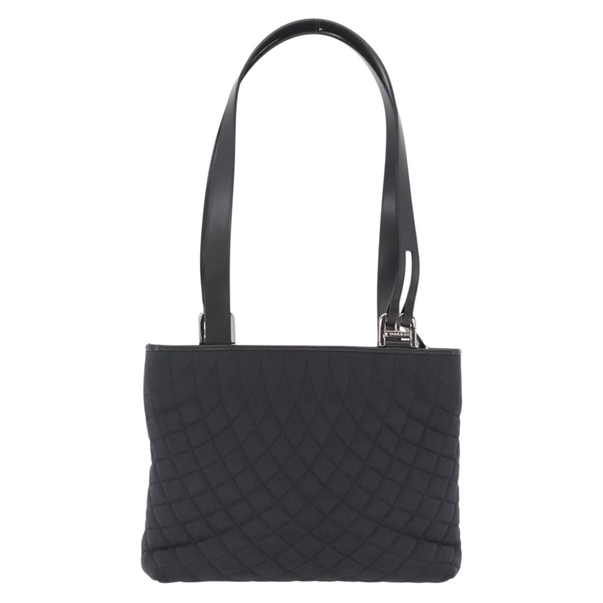 Bally Hand Bag Nylon Black Silver Auth 208374A